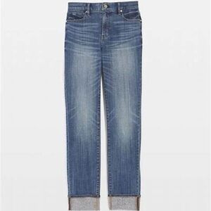 High Rise Embellished Cuff Slim Jeans, WHBM, Size 6, Never Worn